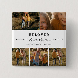 Bóton Quadrado 5.08cm Amada Mãe Feliz Colagem de Fotos de Dia de as mães