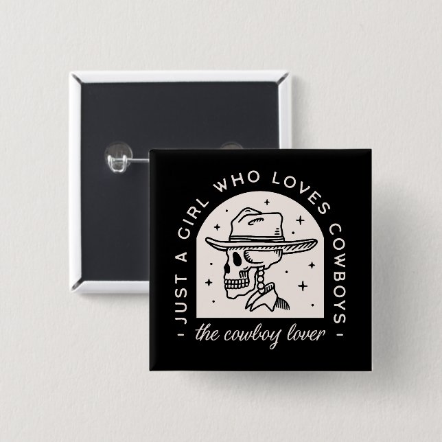 Bóton Quadrado 5.08cm Amante de Cowboy romance escuro ocidental (Frente & Verso)