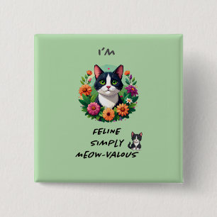 Bóton Quadrado 5.08cm Amante de gatos Espelho compacto simplesmente MEOW