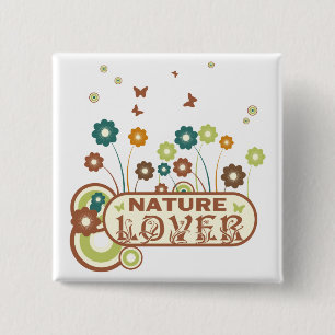 Bóton Quadrado 5.08cm Amante de natureza floral
