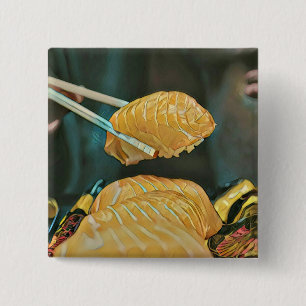 Bóton Quadrado 5.08cm Amante de sushi da comida asiática