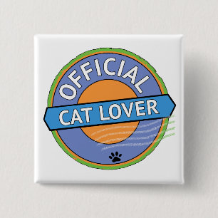 Bóton Quadrado 5.08cm Amante Oficial de Gatos
