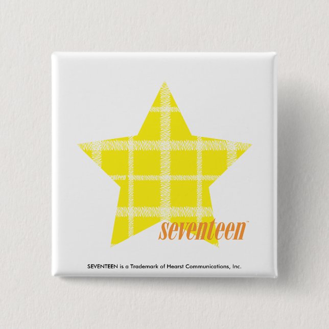 Bóton Quadrado 5.08cm Amarelo 4 da xadrez (Frente)