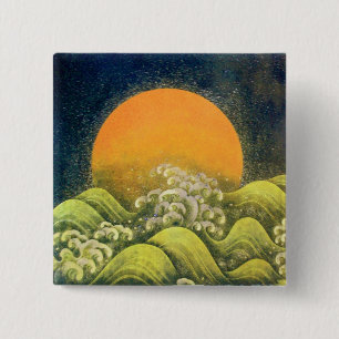 Bóton Quadrado 5.08cm AMATERASU, SUN GODDESE, preto verde-amarelo