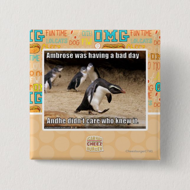 Bóton Quadrado 5.08cm Ambrose tinha um dia mau (Frente)