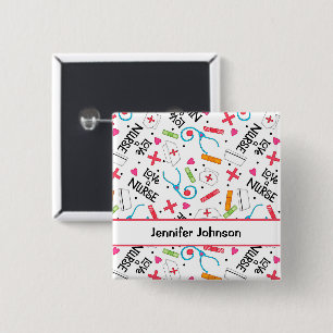 Bóton Quadrado 5.08cm Ame um crachá branco do Pin do nome da arte da