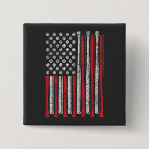 Bóton Quadrado 5.08cm American Flag Baseball Team Vintage Funny Square
