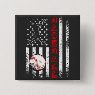 Bóton Quadrado 5.08cm American Flag Baseball Team Vintage Funny Square