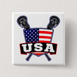 Bóton Quadrado 5.08cm American USA Lacrosse Pin
