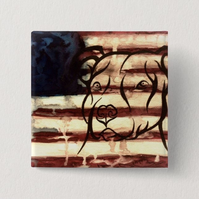 Bóton Quadrado 5.08cm Americano de Pitbull (Frente)