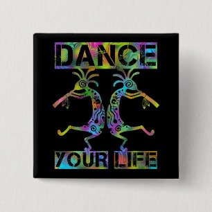 Bóton Quadrado 5.08cm Americanos nativos Kokopelli - Dance sua vida 2