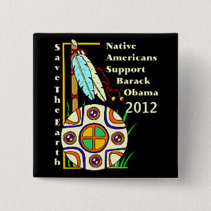 BÓTON QUADRADO 5.08CM AMERICANOS NATIVOS PARA OBAMA 2012