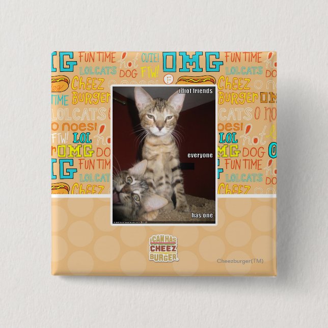 Bóton Quadrado 5.08cm Amigos do idiota (Frente)