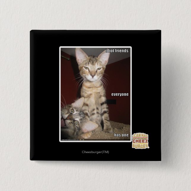 Bóton Quadrado 5.08cm Amigos do idiota (Frente)
