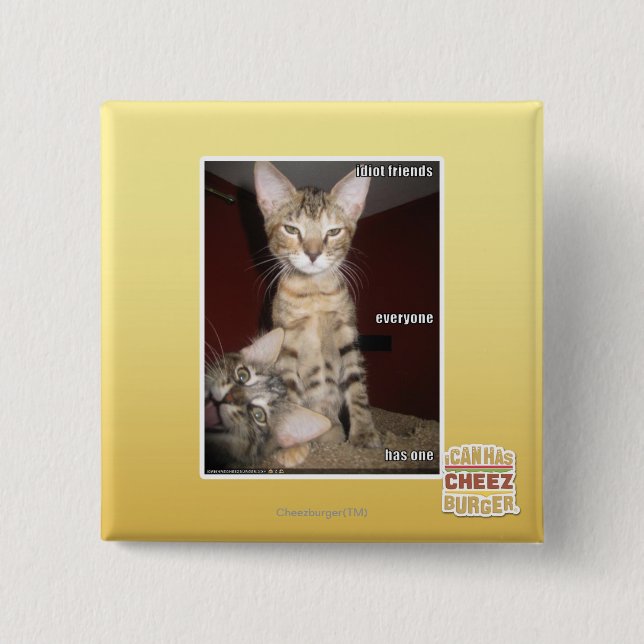 Bóton Quadrado 5.08cm Amigos do idiota (Frente)