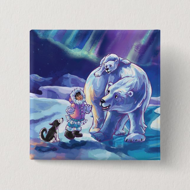 Bóton Quadrado 5.08cm Amigos polares (Frente)