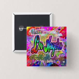 Bóton Quadrado 5.08cm Amo o botão do Vista Express de Los Angeles