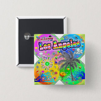 Bóton Quadrado 5.08cm Amo o botão Los Angeles Quadro Seasons