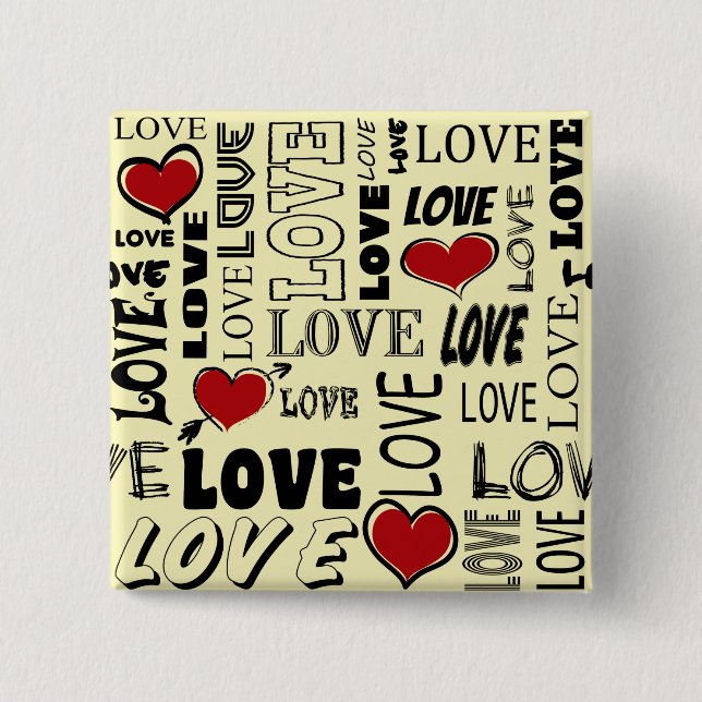 Bóton Quadrado 5.08cm Amor (Frente)