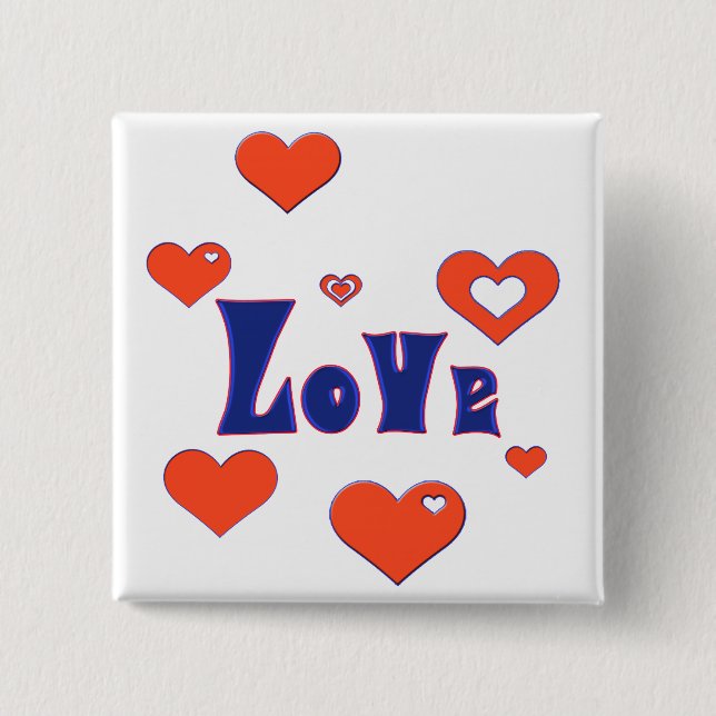 Bóton Quadrado 5.08cm Amor (Frente)