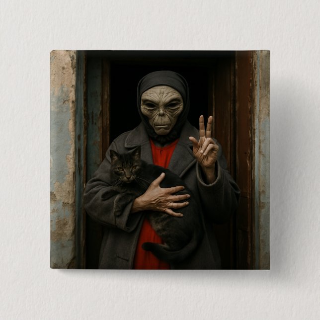 Bóton Quadrado 5.08cm Amor Alien (Frente)