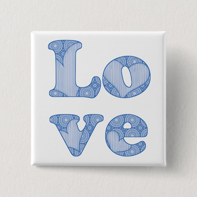 Bóton Quadrado 5.08cm Amor - botão (Frente)