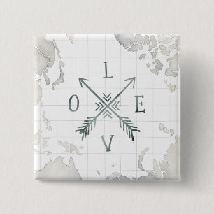 Bóton Quadrado 5.08cm Amor da aventura III   do Wanderlust da aguarela