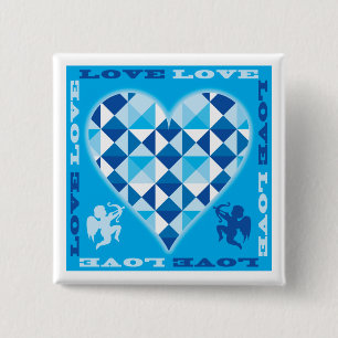 Bóton Quadrado 5.08cm Amor (Diamante Azul)