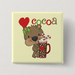 Bóton Quadrado 5.08cm Amor do cacau do urso da menina