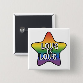 Bóton Quadrado 5.08cm Amor é Amor Estrela Arco-íris Bandeira LGBT Gradie