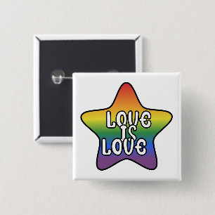 Bóton Quadrado 5.08cm Amor é Amor Estrela Arco-íris Bandeira LGBT Gradie