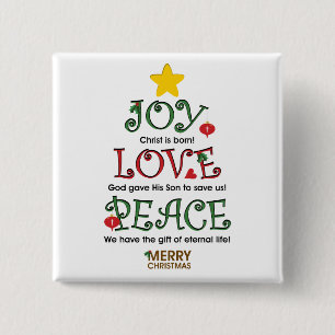 Bóton Quadrado 5.08cm Amor e paz cristãos da alegria do Natal