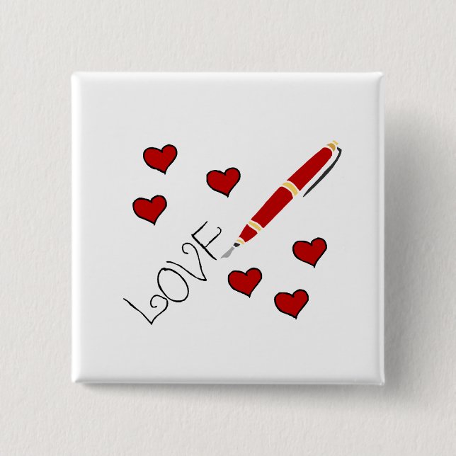 Bóton Quadrado 5.08cm Amor (escrevendo) (Frente)