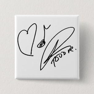 Bóton Quadrado 5.08cm Amor-Música-Pin