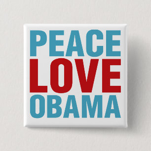 Bóton Quadrado 5.08cm Amor Obama da paz