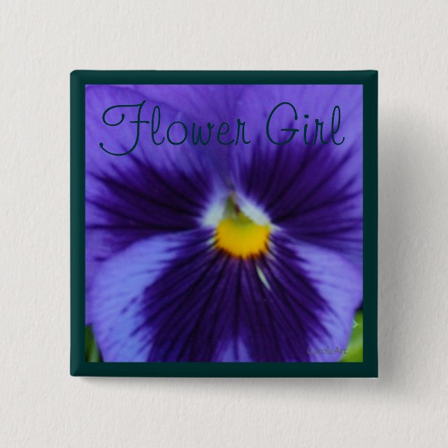 Bóton Quadrado 5.08cm Amor perfeito Azul-Violeta (Frente)