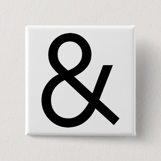 Bóton Quadrado 5.08cm Ampersand - Preto (Frente)