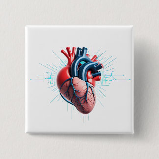 Bóton Quadrado 5.08cm Anatomical Heart – Artistic Medical Illustration