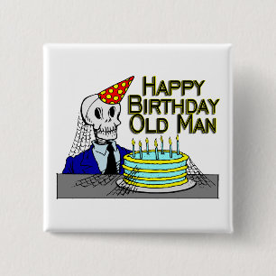 Bóton Quadrado 5.08cm Ancião da Web de aranha do feliz aniversario