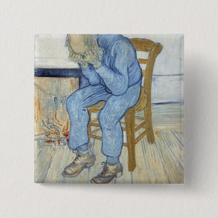 Bóton Quadrado 5.08cm Ancião de Vincent van Gogh   na amargura