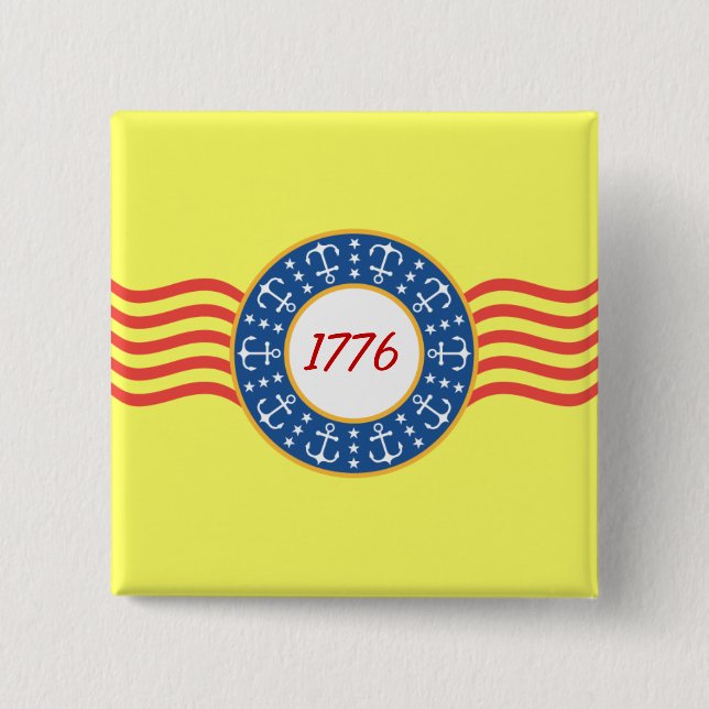 Bóton Quadrado 5.08cm Âncoras e Estrelas - (Frente)