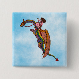 Bóton Quadrado 5.08cm Andando pelo Dragão Arco-Íris
