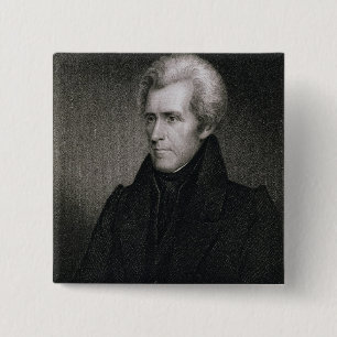 Bóton Quadrado 5.08cm Andrew Jackson (gravura)