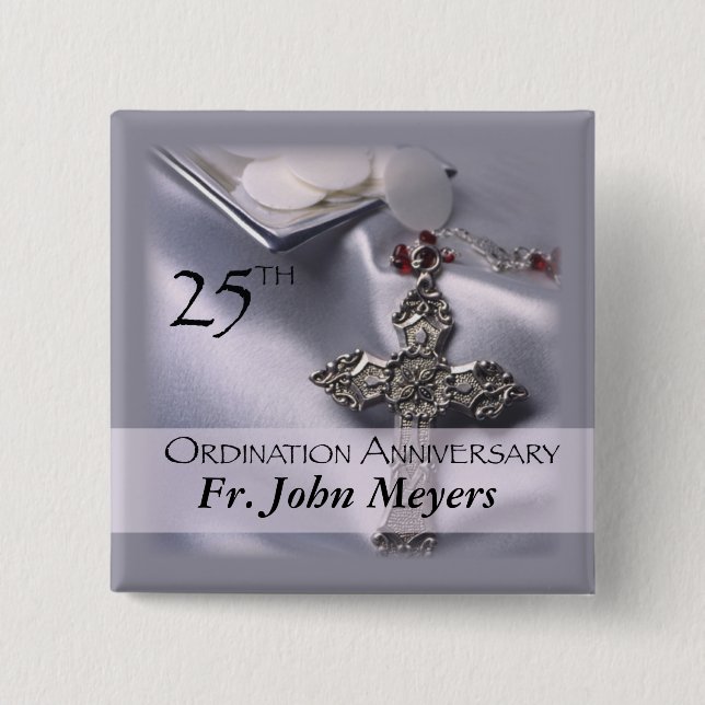 Bóton Quadrado 5.08cm Anfitrião Cruzado de Aniversário de Coordenação de (Frente)