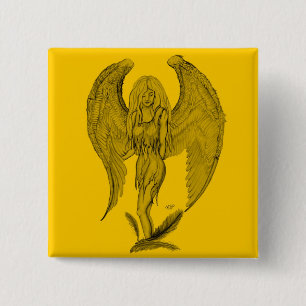 Bóton Quadrado 5.08cm Angel Black e design amarelo