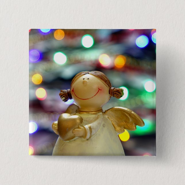 Bóton Quadrado 5.08cm Angel Natal (Frente)