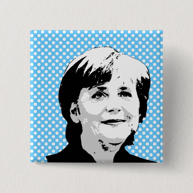 Bóton Quadrado 5.08cm Angela Merkel (Frente)