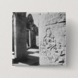 Bóton Quadrado 5.08cm Angkor Camboja, Escultura Apsara O Bayon 2