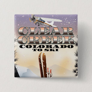 Bóton Quadrado 5.08cm Angra clara, cartaz do esqui de Colorado