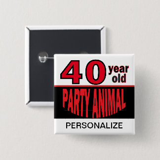 Bóton Quadrado 5.08cm Animais De Festa De 00 Anos | Aniversário | Person